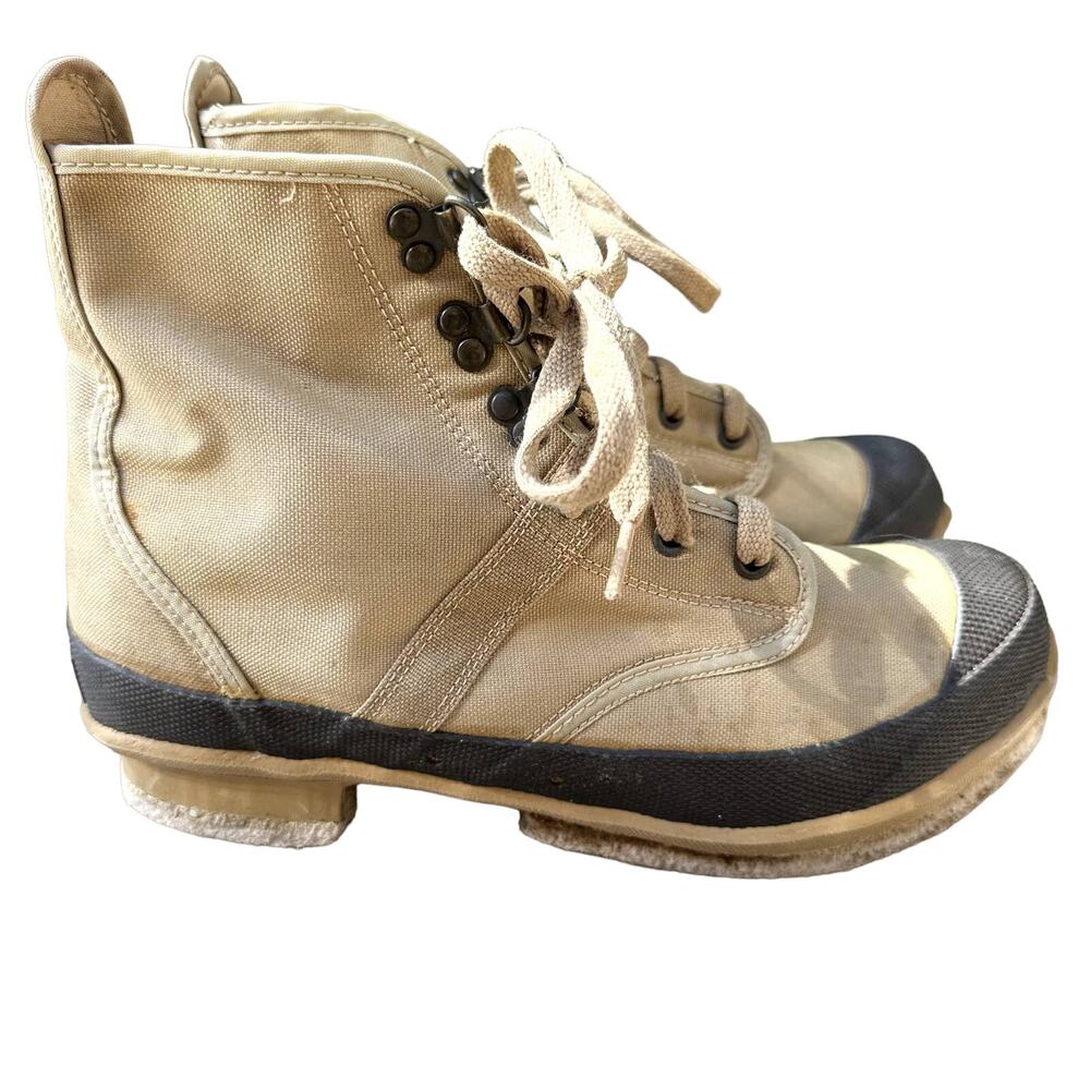 Hodgman Lakestream Wading Outdoor Boots Lace Up Leather Canvas Tan 9 19205
